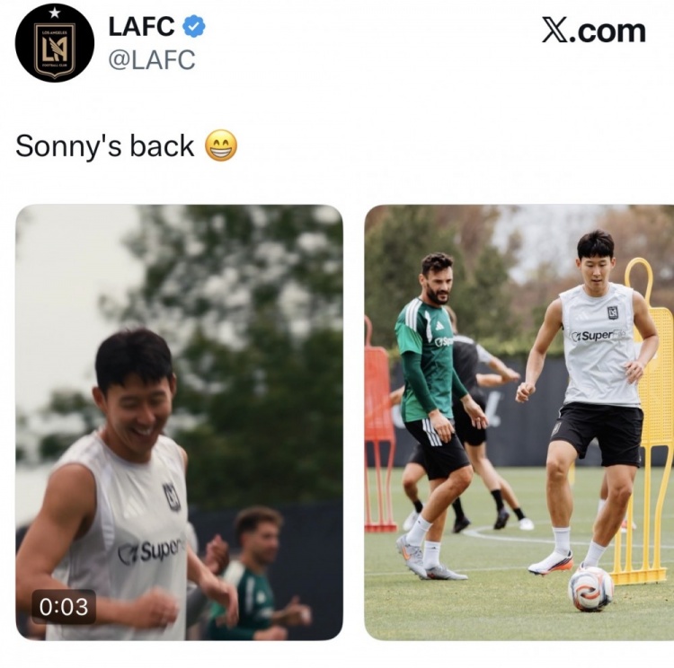 孙兴慜回归洛杉矶FC合练,18日洛杉矶德比或复出 孙兴慜回归洛杉矶FC合练,18日洛杉矶德比或复出