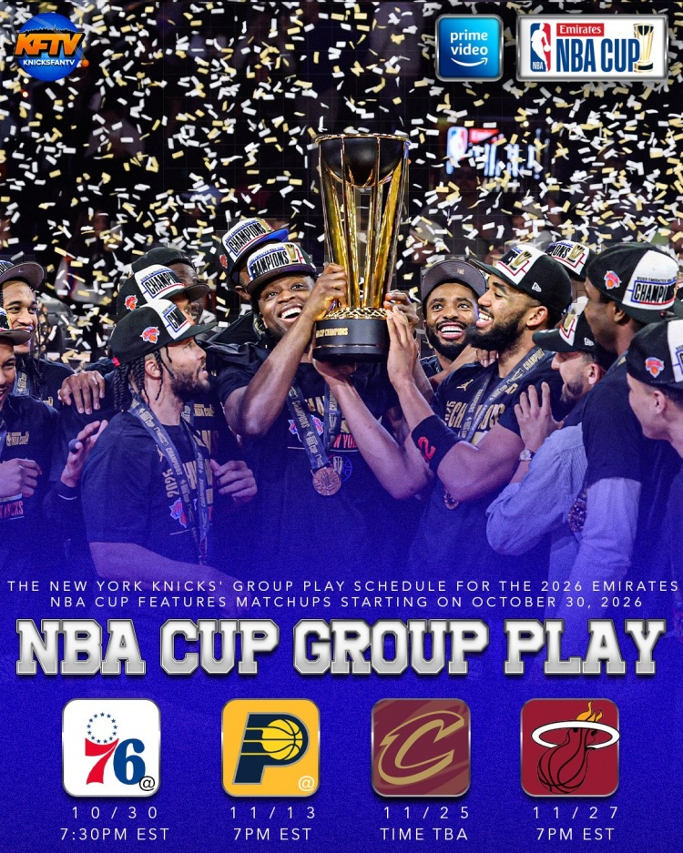 卫冕冠军尼克斯遭遇NBA杯死亡之组:连战76人步行者骑士热火