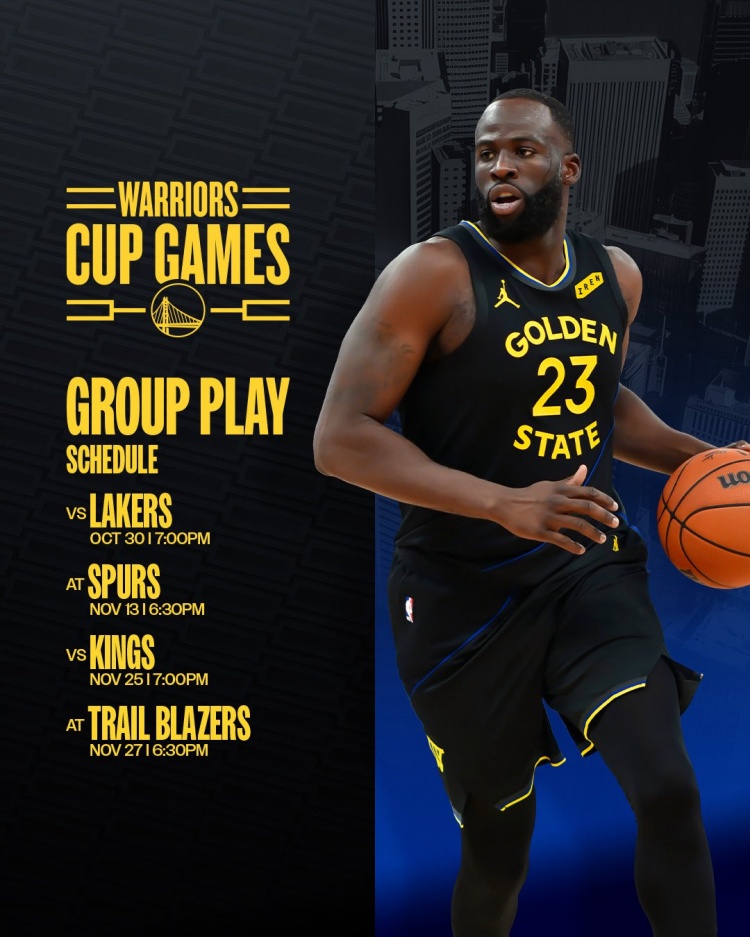 勇士NBA杯小组赛程公布 首战湖人连碰马刺国王开拓者 勇士NBA杯小组赛程公布 首战湖人连碰马刺国王开拓者